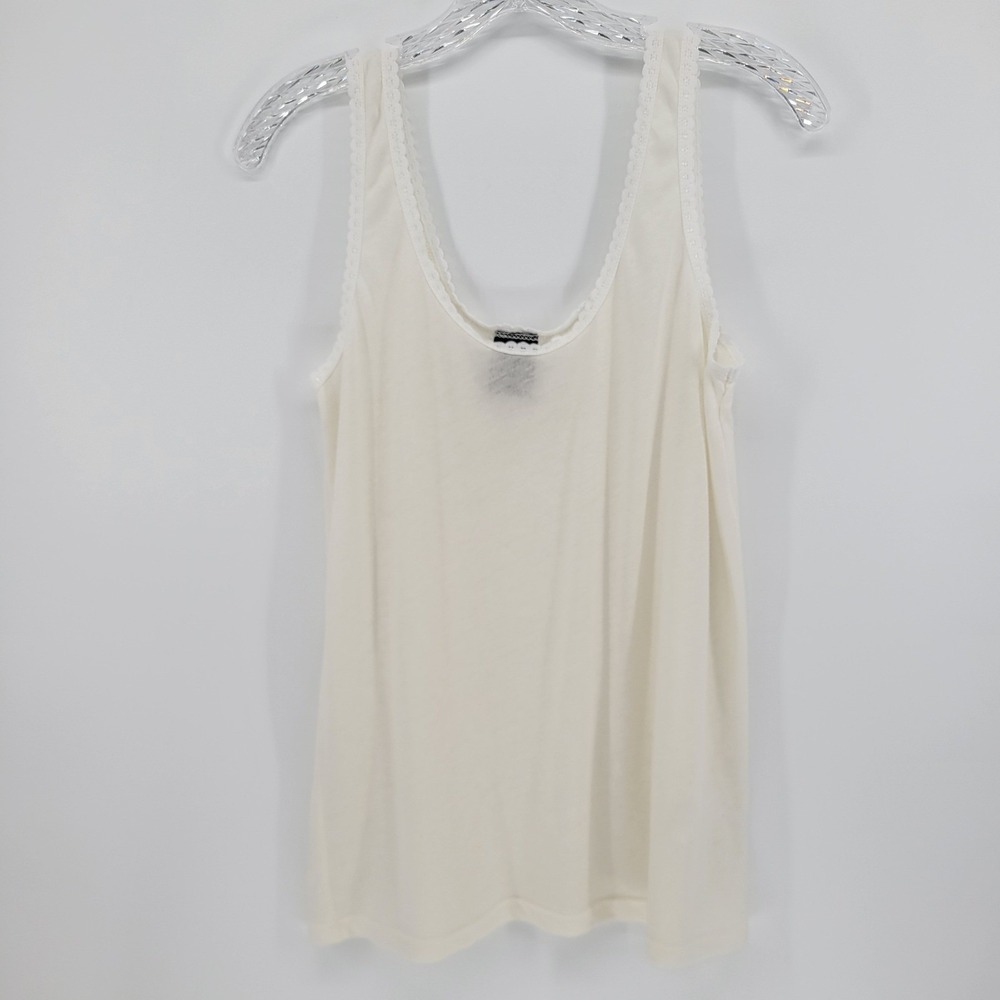 Obey Womens Cream Lace Trim Scoop Neck Tank Top Small Made in USA